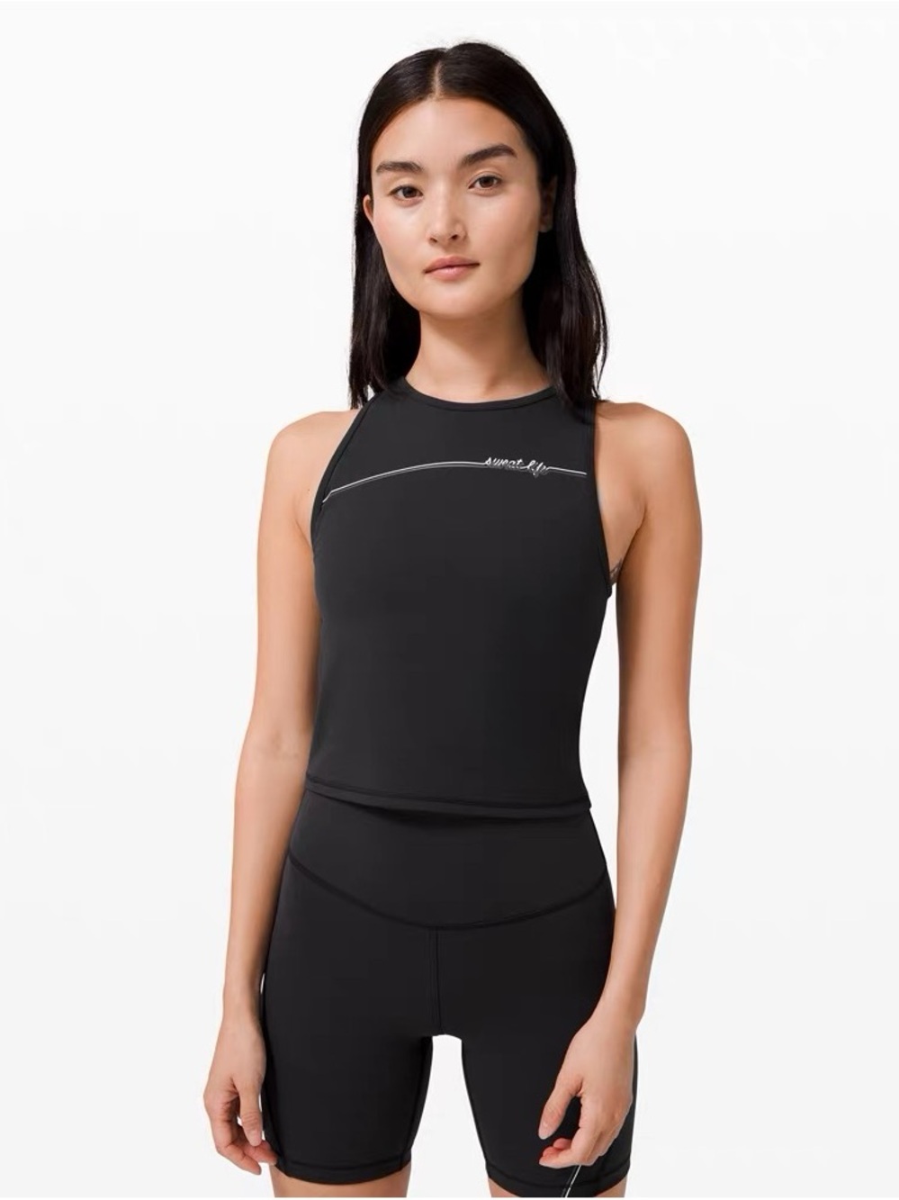 lululemon athletica Black Cropped Athletic Tank，SZ M，new with tag